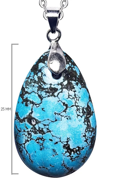 Sertifikalı Oval Kesim Doğal Turkuaz Firuze Taşı Kolye ürün görseli 1