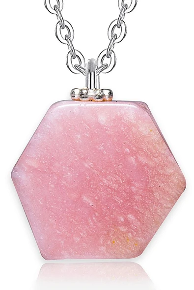 Sertifikalı Doğal Pembe Opal Taşı Kolye ürün görseli 1