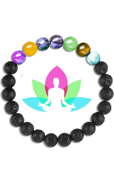 Sertifikalı Meditasyon Doğal Taş Lav Opal Akik Lapis Ametist Aventurin Kaplan Gözü 7 Çakra Bileklik ürün görseli 1