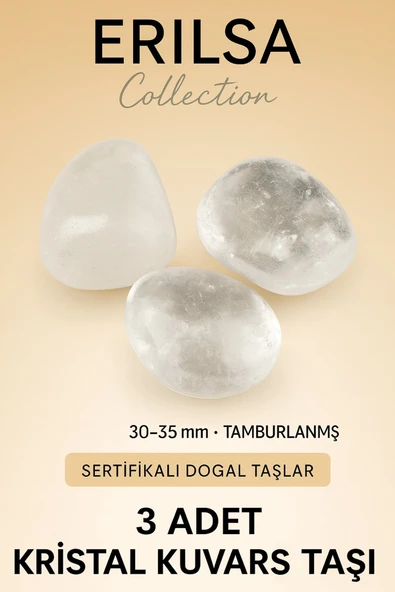 Sertifikalı Kristal Kuvars Taşı Doğal Taş Kütle – 3 Adet Parça Saf ve Şeffaf ürün görseli 1