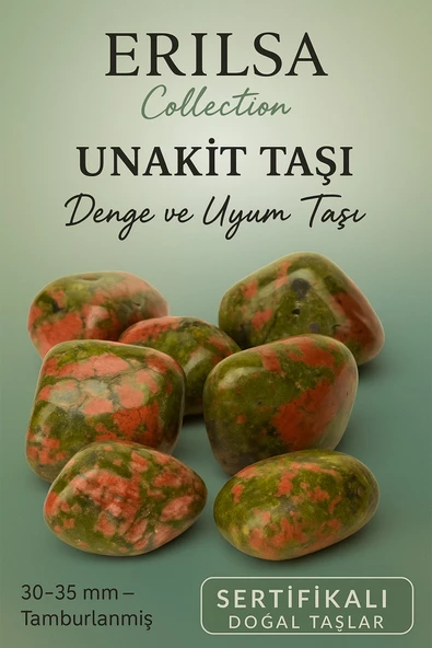 Sertifikalı Tamburlanmış Unakit Taşı Kütle 30-35 mm – Denge ve Uyum Taşı – Gerçek Doğal Taş ürün görseli 1