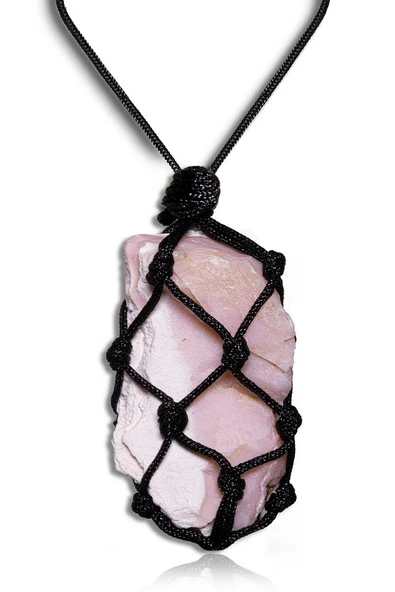 Sertifikalı Ayarlanabilir Doğal Afrika Pembe Opal Taşı Kolye ürün görseli 1