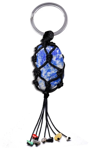 Sertifikalı Lapis Lazuli Taşı 7 Çakra Doğal Taş Anahtarlık ürün görseli 1