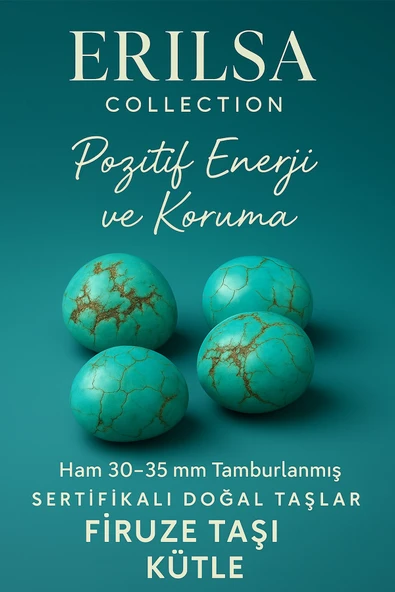Sertifikalı Doğal Firuze Taşı Kütle 30-35 mm – Pozitif Enerji ve Koruma ürün görseli 1