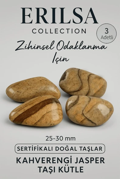 Sertifikalı Kahverengi Jasper Taşı Kütle 3’lü Set (25-30 mm) – Zihinsel Odaklanma Taşı ürün görseli 1