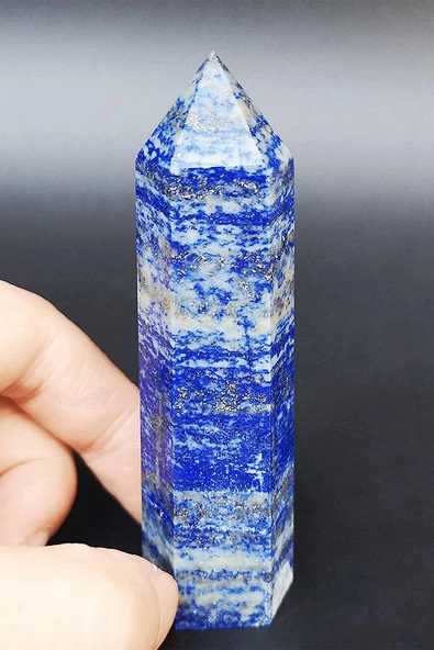 Sertifikalı 1.kalite Doğal Lapis Lazuli Taşı Piramit Kazık Obelisk Parça ürün görseli 1