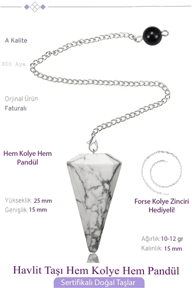 Sertifikalı Havlit Taşı Pandül Sarkaç Hem Pandül - Hem Kolye ürün görseli 1