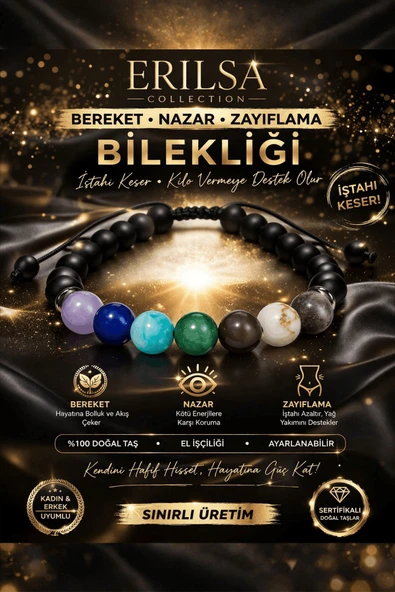 Sertifikalı Doğal Taş Nazar Koruma Bilekliği Bereket Enerji Bilekliği - Akik Ametist Yeşim Kuvars ürün görseli 1