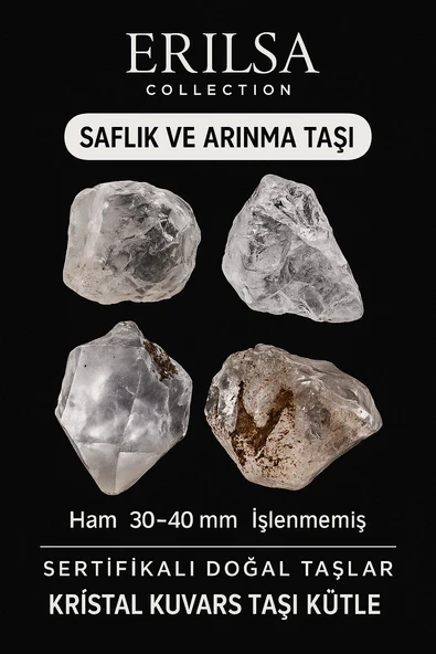 Sertifikalı Ham İşlenmemiş Kristal Kuvars Taşı Kütle - El Taşı Arındırıcı Enerji Zihinsel Netlik ürün görseli 1