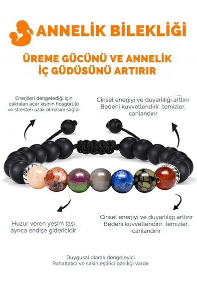 Annelik Bilekliği Kalsit Mercan Yeşim Akik Lapis Oniks Doğal Taş Bileklik ürün görseli 1