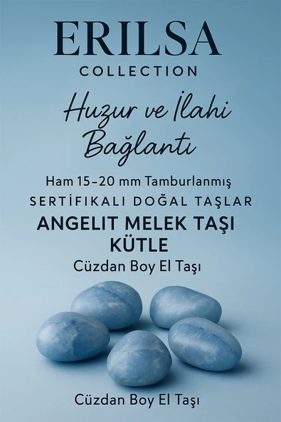 Sertifikalı Cüzdan Boy Angelit Melek Taşı Kütle – Huzur ve İlahi Bağlantı Taşı ürün görseli 1