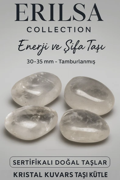 Sertifikalı Tamburlanmış Doğal Kristal Kuvars Taşı Kütle – Enerji ve Şifa Taşı ürün görseli 1