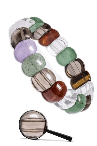 Sertifikalı 7 Çakra Rolex Bileklik - Kaplan Gözü Ametist Kuvars Aventurin Akik Jasper ürün görseli 1