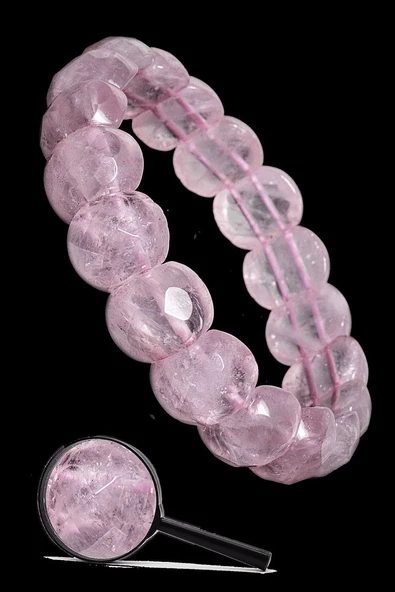 Sertifikalı Pembe Kuvars Taşı Doğal Taş Rolex Bileklik ürün görseli 1