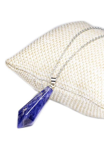 Sertifikalı Gümüş Aparatlı Doğal Lapis Lazuli Taşı Kolye ürün görseli 1