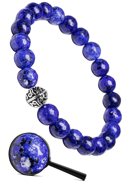 Sertifikalı Gümüş Aparatlı Fasetli Doğal Lapis Lazuli Taşı Bileklik ürün görseli 1
