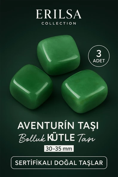 Sertifikalı Aventurin Taşı Kütle (3 Adetli) – Bolluk ve Bereket Taşı 30-35 mm ürün görseli 1