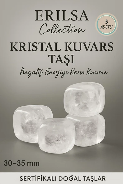 Sertifikalı Kristal Kuvars Taşı Doğal Taş Kütle 3 Adetli – Enerji ve Şifa Taşı – 30-35 mm ürün görseli 1