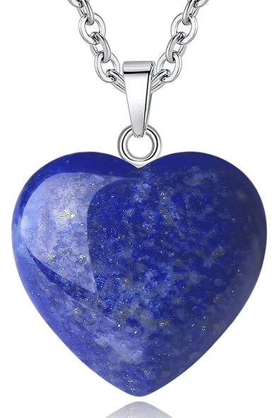 Sertifikalı Kalp Model Lapis Lazuli Taşı Kolye ürün görseli 1