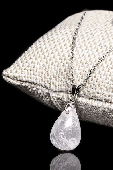 Sertifikalı Doğal Kristal Kuvars Taşı Kolye (gümüş Aparatlı) ürün görseli 1