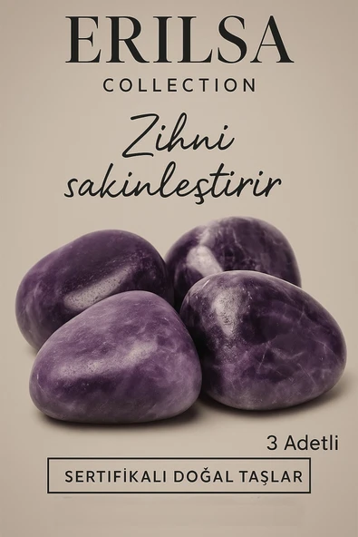 Sertifikalı Tamburlanmış Doğal Ametist Taşı Kütle (3 Adet) – 30-35 mm ürün görseli 1