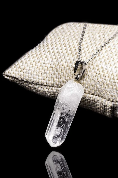Sertifikalı Ham Işlenmemiş Kristal Kuvars Taşı Kolye ürün görseli 1