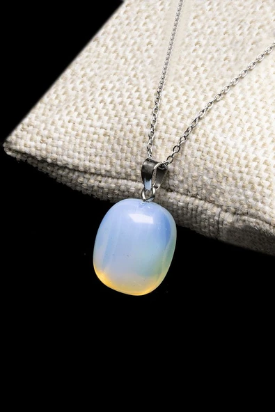 Sertifikalı Gümüş Aparatlı Doğal Opal Taşı Kolye ürün görseli 1