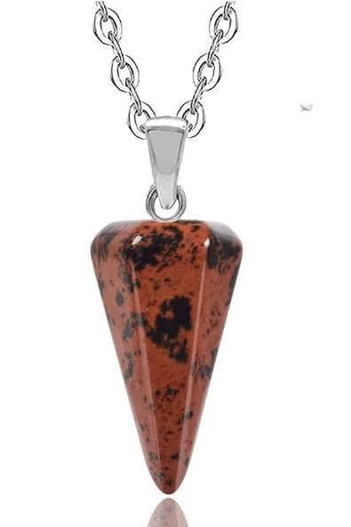 Sertifikalı Doğal Benekli Obsidyen Taşı Pandül Kolye ürün görseli 1
