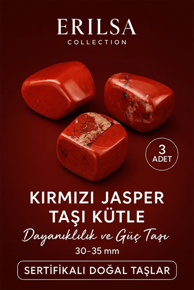 Sertifikalı Kırmızı Jasper Taşı Kütle (3 Adetli) – Dayanıklılık ve Güç Taşı 30-35 mm ürün görseli 1