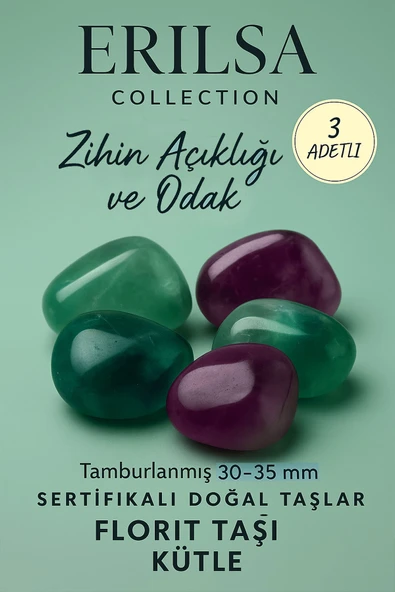 Sertifikalı Doğal Florit Taşı Kütle 3 Adet – Zihin Açıklığı, Odak ve Enerji Dengeleyici ürün görseli 1