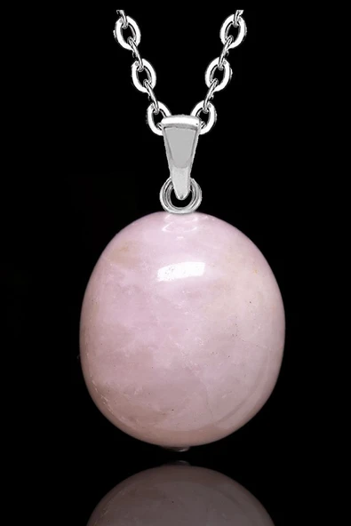 Sertifikalı Aaa Kalite Doğal Pembe Kuvars Taşı Kolye ürün görseli 1