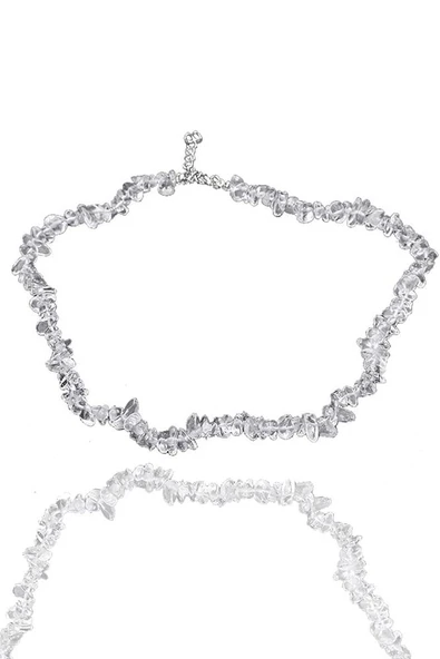 Sertifikalı Doğal Kristal Kuvars Kırık Taşlı Kolye ürün görseli 1