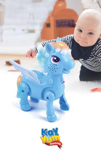 Işıklı Sesli Pilli Yürüyen Unicorn Pony AT ürün görseli 1