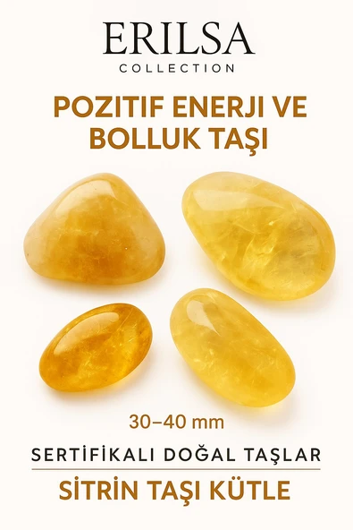 Sertifikalı Tamburlanmış İri Boy Sitrin Taşı Kütle – El Taşı Bolluk Neşe ve Güneş Enerjili Şifa ürün görseli 1
