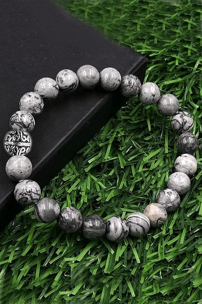 Sertifikalı Desenli Harita Jasper Taşı Bileklik (gümüş Aparatlı) ürün görseli 1