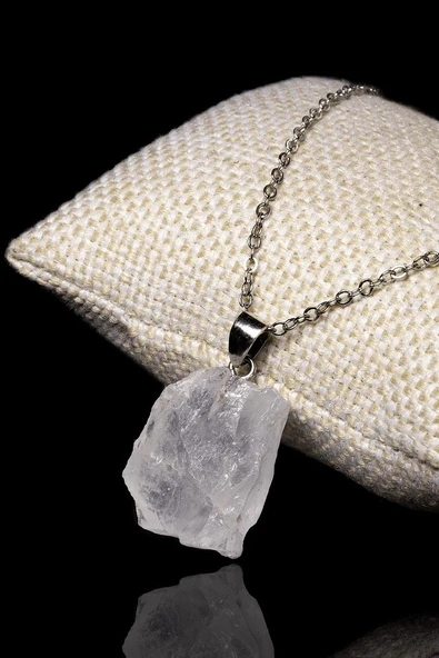 Sertifikalı Ham Işlenmemiş Kristal Kuvars Taşı Doğal Taş Kolye ürün görseli 1