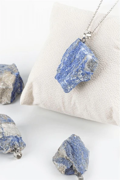 Sertifikalı Ham Işlenmemiş Lapis Lazuli Taşı Kolye ürün görseli 1