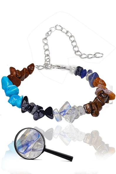 Sertifikalı Meditasyon 7 Çakra Doğal Taş Bileklik - Jasper Firuze Lapis Obsidyen Akik Ay Taşı ürün görseli 1