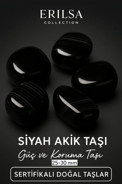 Sertifikalı Siyah Akik Taşı Doğal Taş Kütle Parça 25-30 mm – Güç ve Koruma Taşı ürün görseli 1