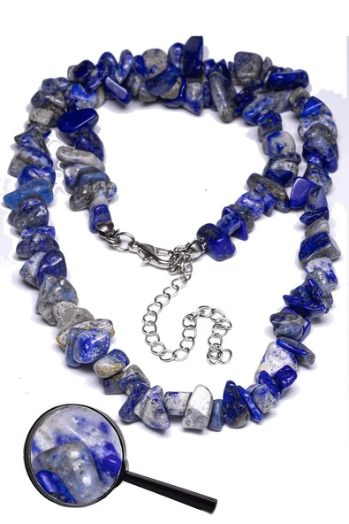 Sertifikalı Kırık Taşlı Aaa+ Lapis Lazuli Taşı Doğal Taş Kolye ürün görseli 1