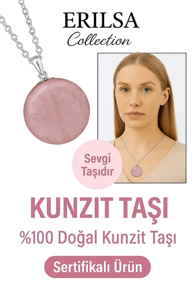 Sertifikalı 1. Kalite Kunzit Taşı Kolye – Şefkat ve Denge ürün görseli 1
