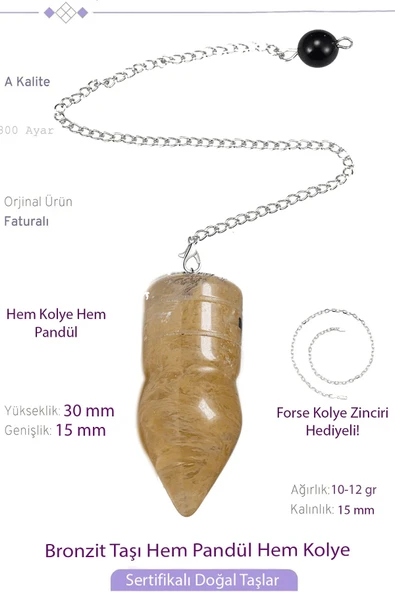 Sertifikalı Bronzit Taşı Pandül Sarkaç Hem Pandül - Hem Kolye ürün görseli 1