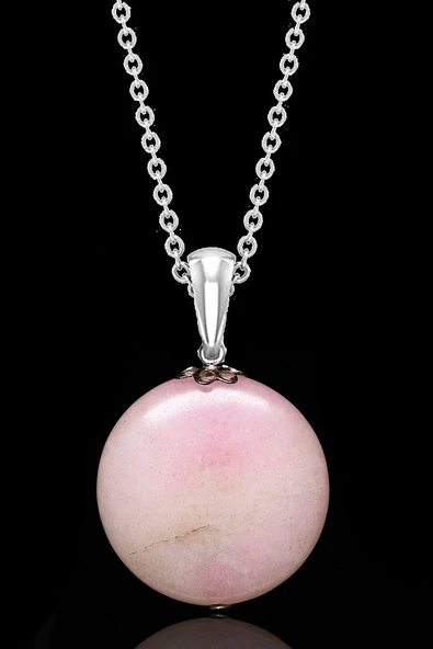 Sertifikalı Afrika Açık Pembe Opal Taşı Kolye - 1.kalite ürün görseli 1