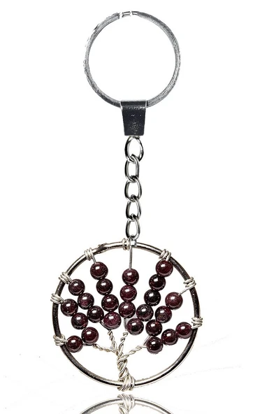 Sertifikalı Lal Garnet Granat Taşı Hayat Ağacı Doğal Taş Anahtarlık ürün görseli 1
