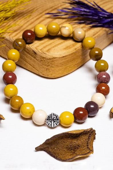 Sertifikalı Aaa+ Kalite Monkey Jasper Taşı Bileklik - Gümüş Aparatlı ürün görseli 1