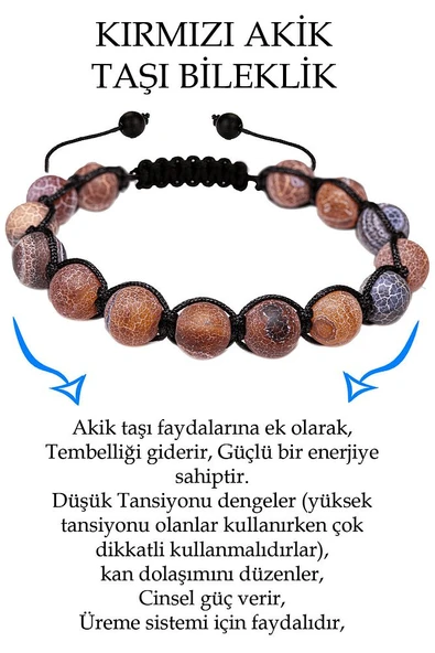 Sertifikalı Damarlı Kırmızı Akik Taşı Bileklik ürün görseli 1