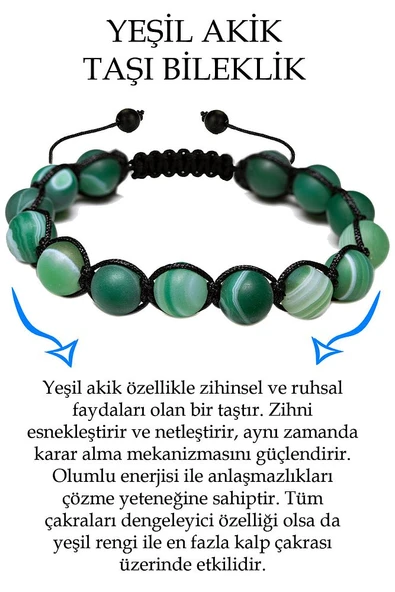 Sertifikalı Ham Işlenmemiş Yeşil Akik Taşı Bileklik ürün görseli 1