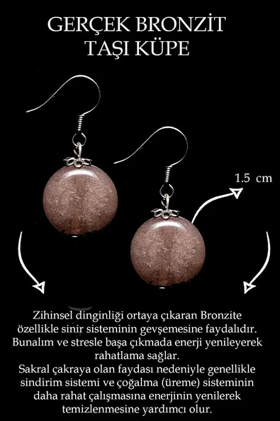 Sertifikalı Bronzit Taşı Küpe - Resim 2