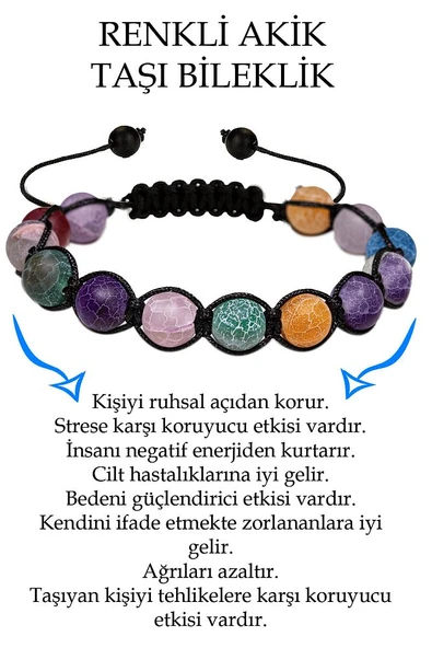 Sertifikalı Damarlı Renkli Ham Işlenmemiş Akik Taşı Bileklik ürün görseli 1