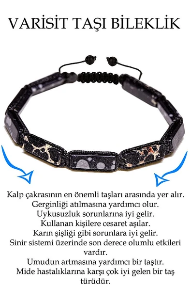 Sertifikalı Dikdörtgen Kesim Siyah Varisit Taşı Bileklik ürün görseli 1